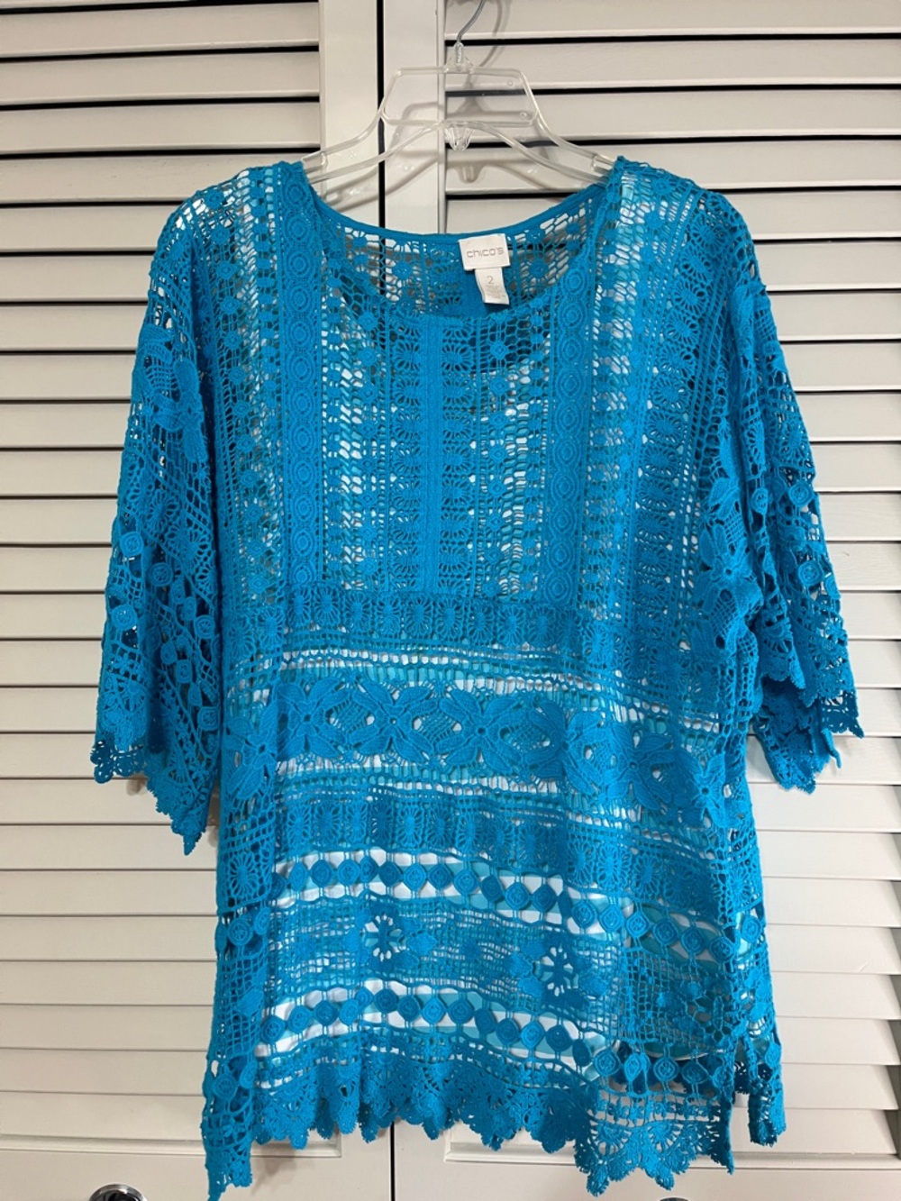 Chico's Bright Teal Crochet Lace Top and Tank